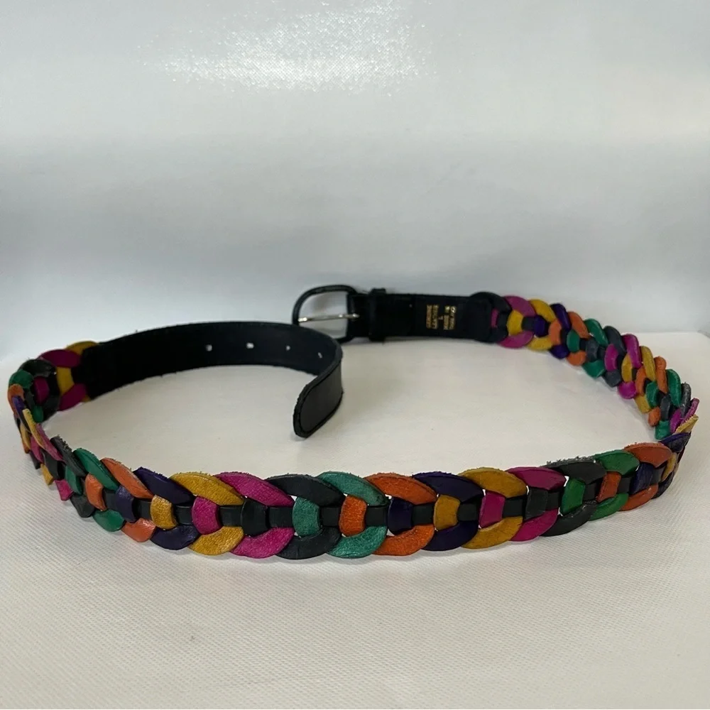 Vintage Braided Leather Colorful Belt